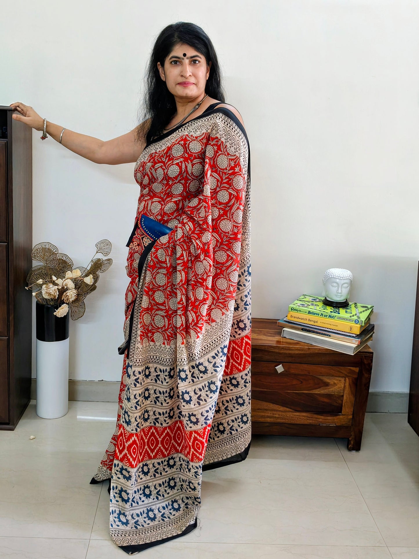 Maroon Cotton Bagru Block print | Handcrafted Sarees