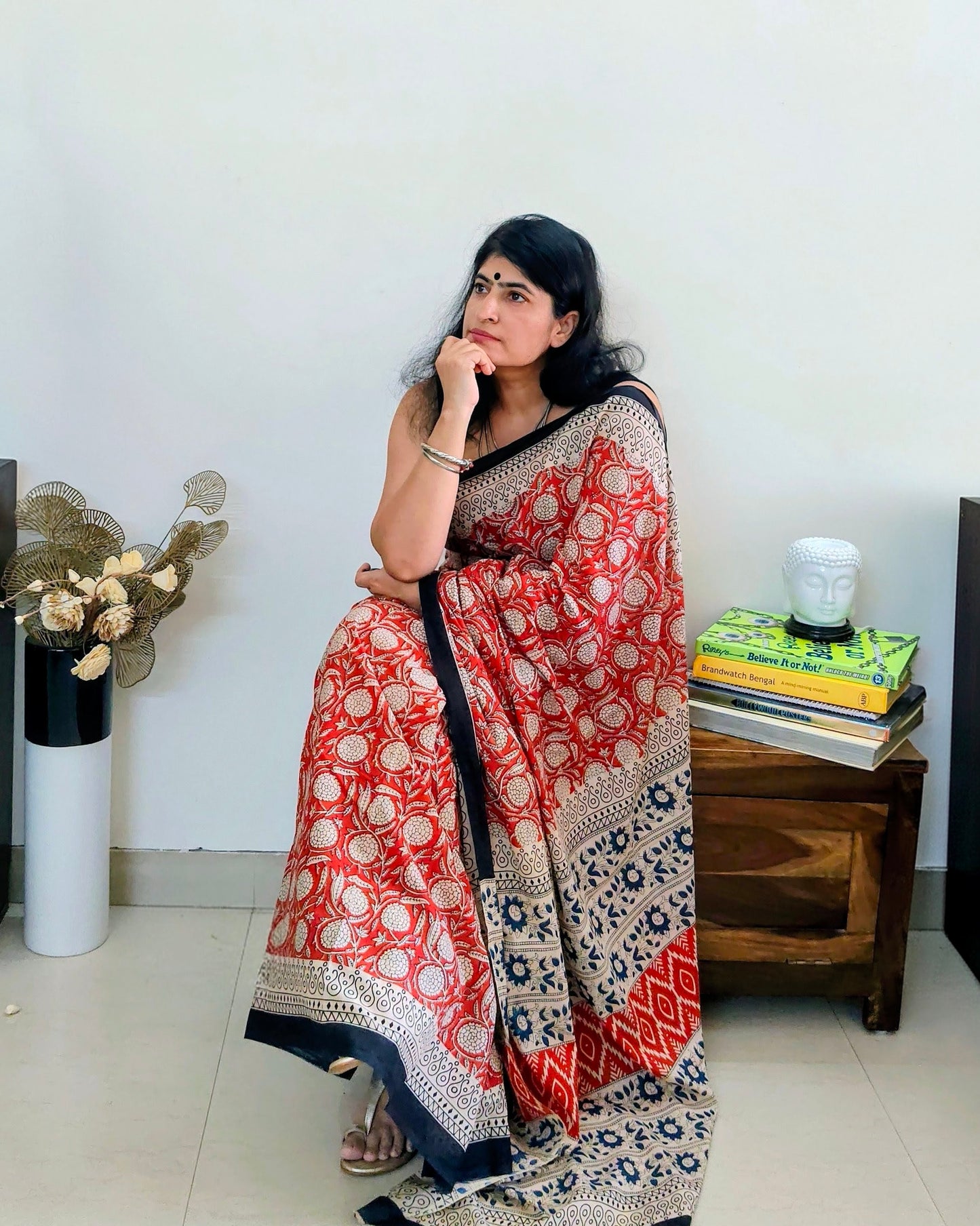 Maroon Cotton Bagru Block print | Handcrafted Sarees