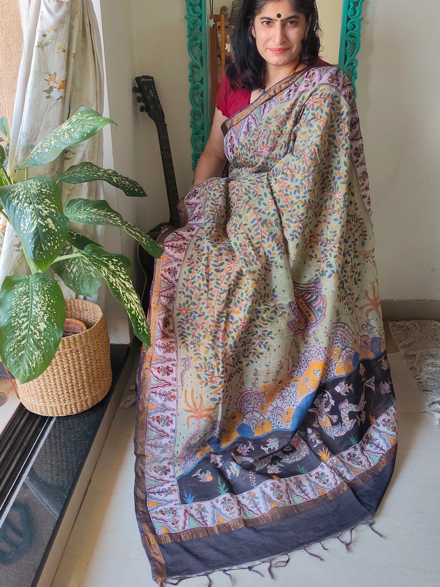 Mata Ni Pachedi hand painted Saree - Made to order