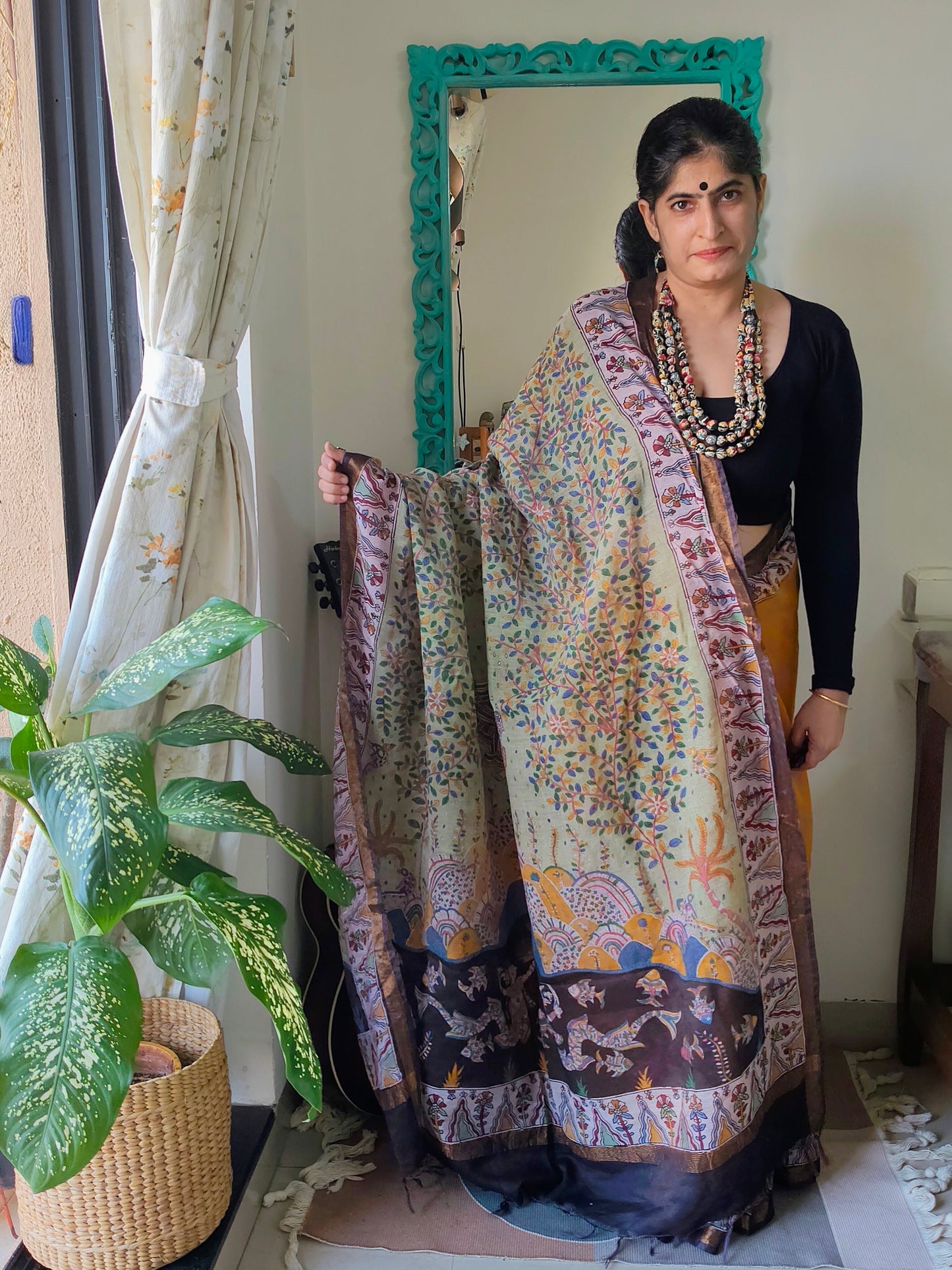 Mata Ni Pachedi hand painted Saree - Made to order