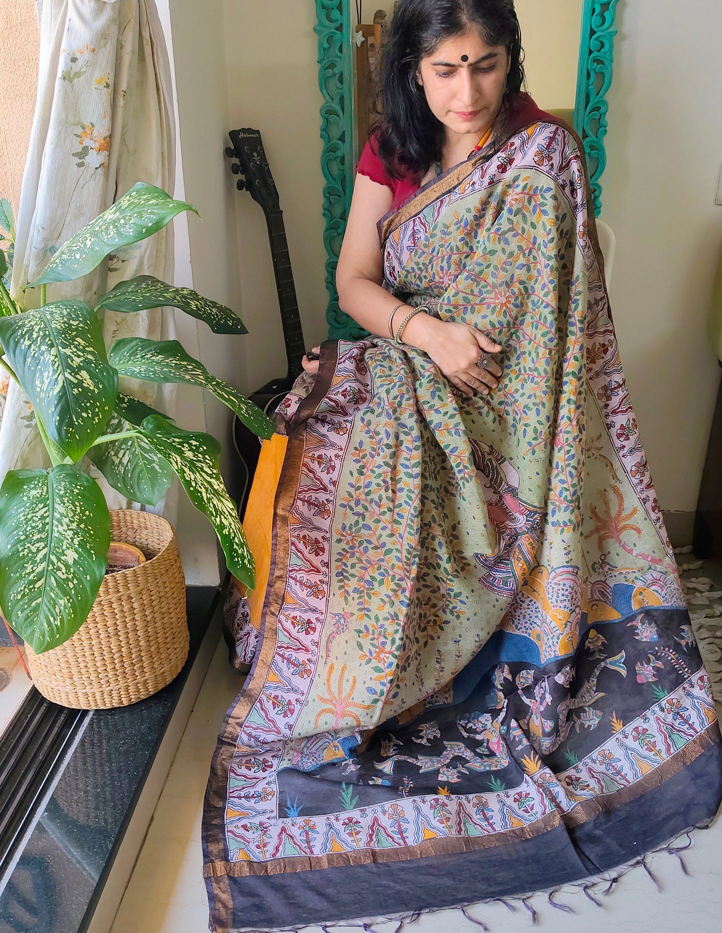 Mata Ni Pachedi hand painted Saree - Made to order