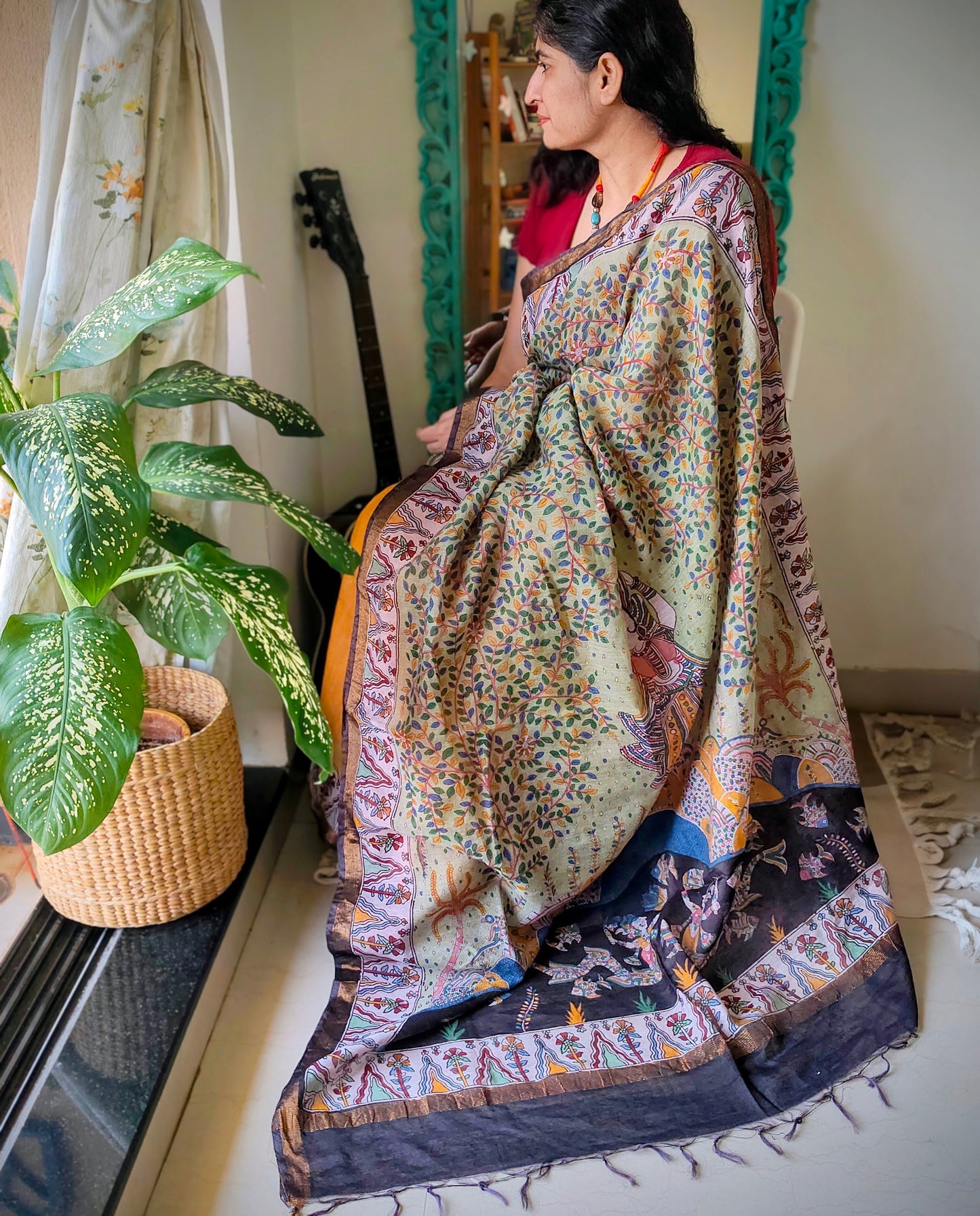 Mata Ni Pachedi hand painted Saree - Made to order