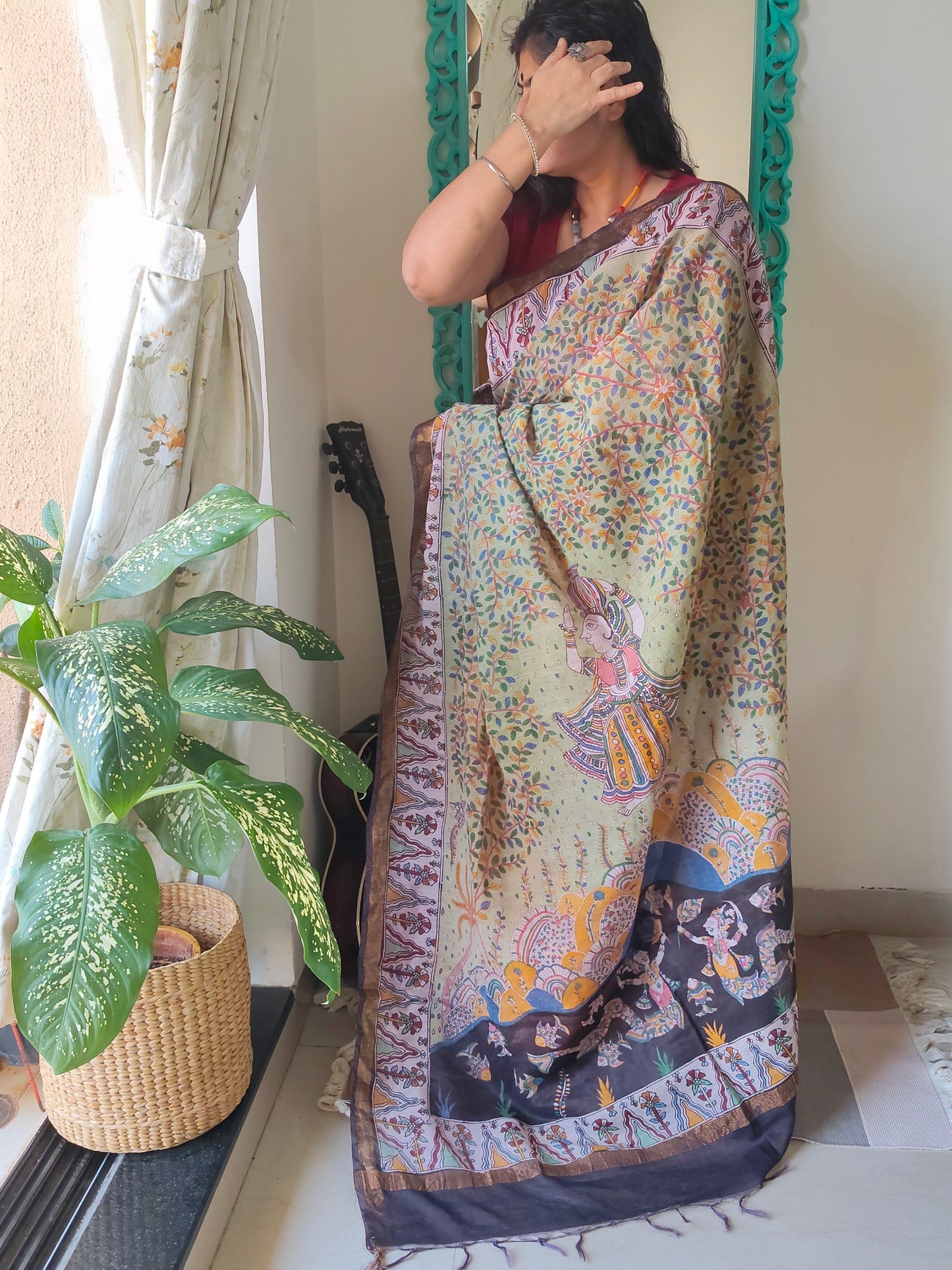 Mata Ni Pachedi hand painted Saree - Made to order