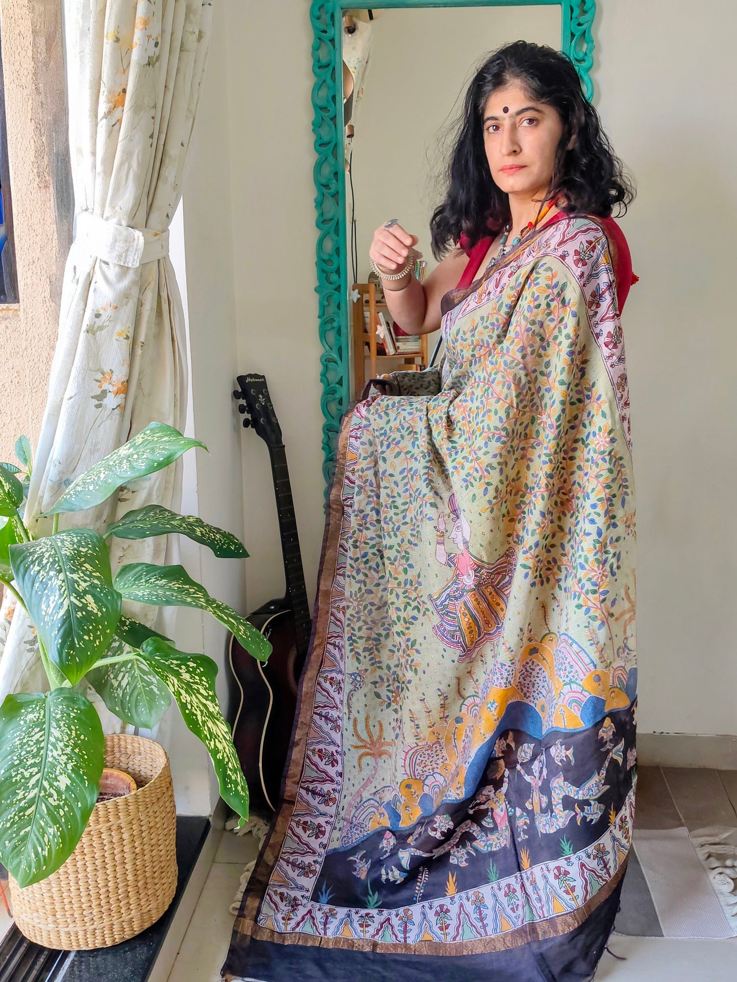 Mata Ni Pachedi hand painted Saree - Made to order