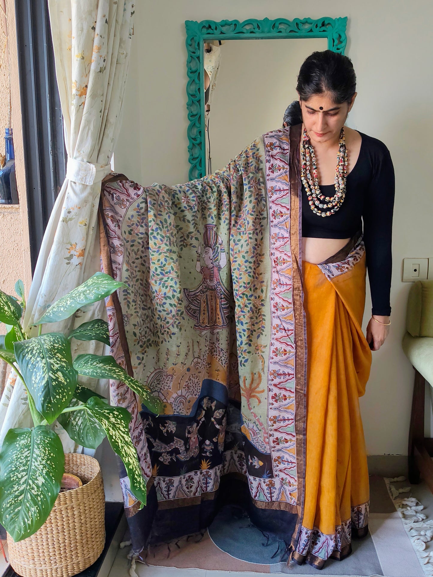 Mata Ni Pachedi hand painted Saree - Made to order