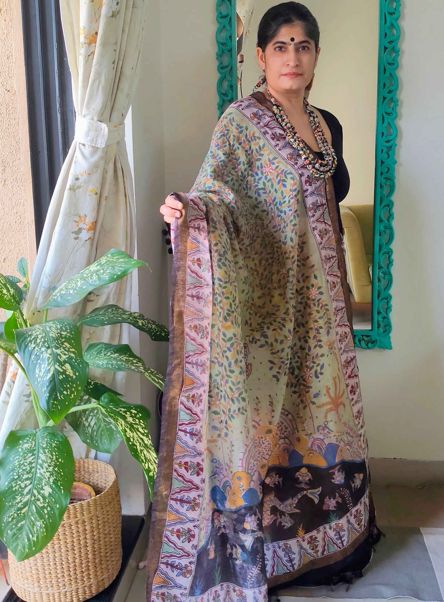 Mata Ni Pachedi hand painted Saree - Made to order