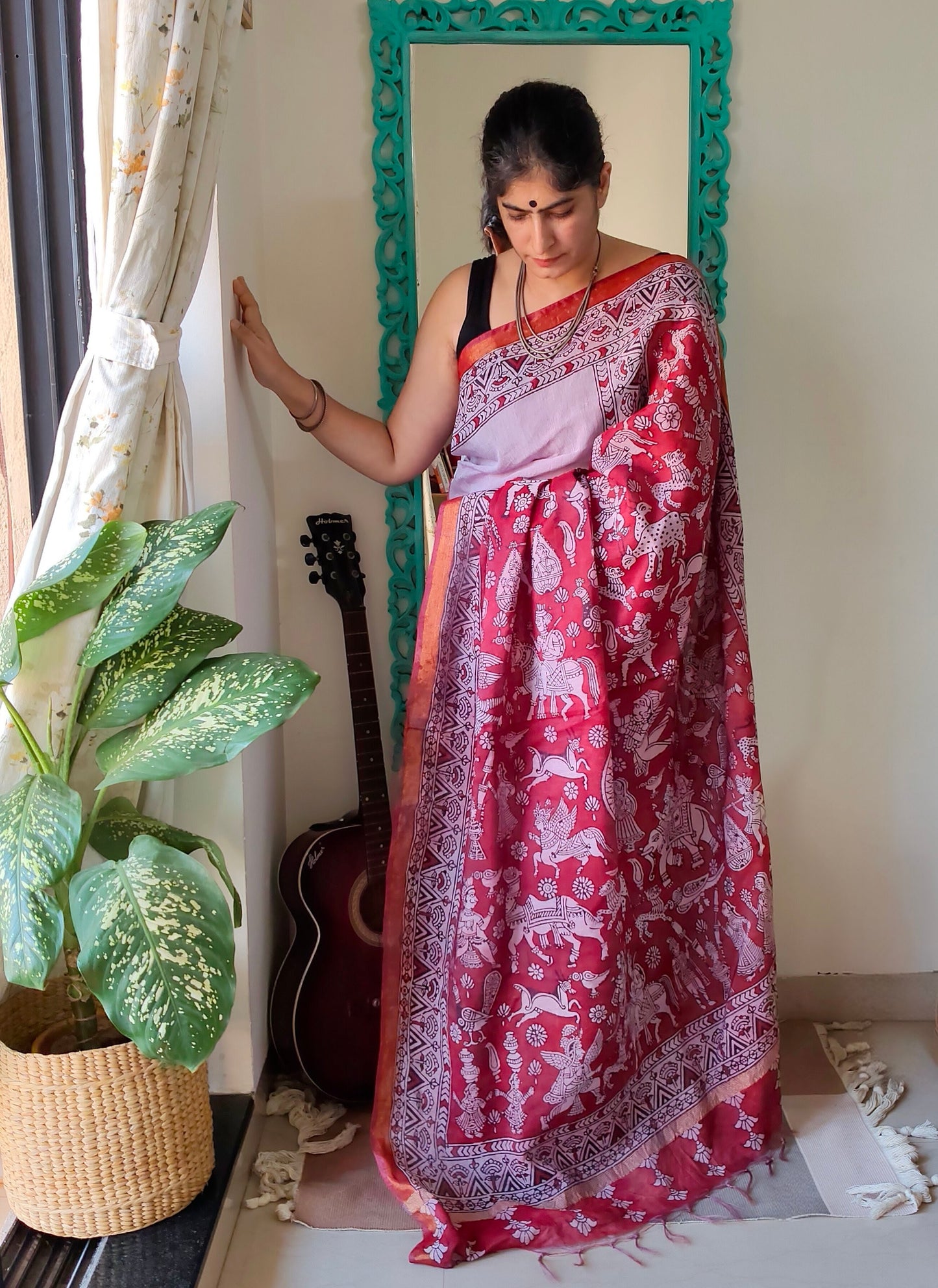 mata ni pachedi hand painted saree