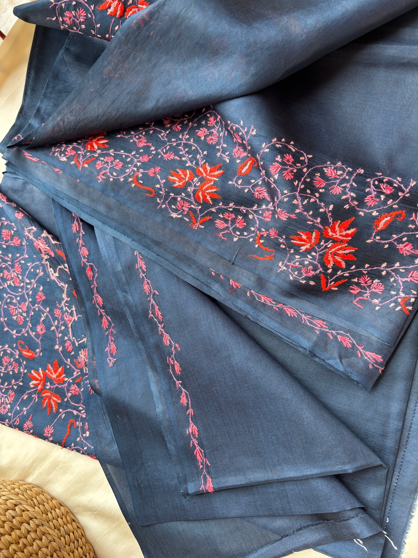 Navy Blue Silk Sozni saree