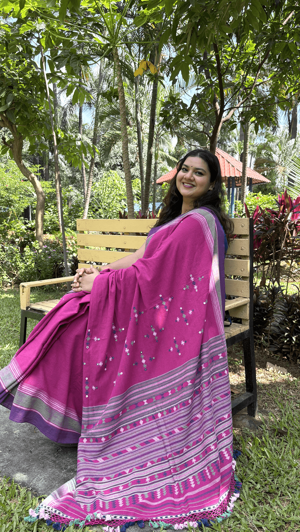 Pihu -Hot Pink Bhujodi saree