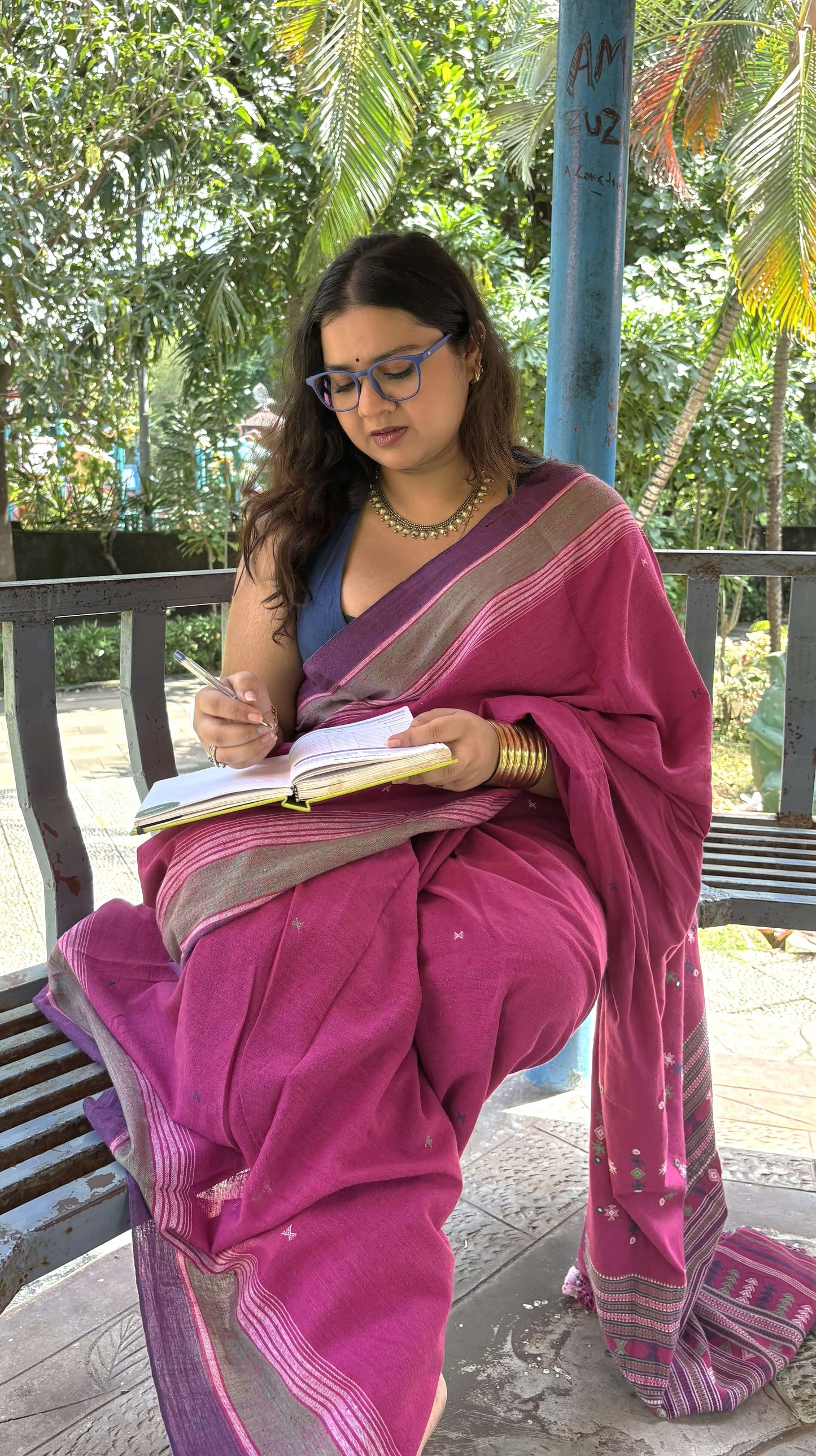 Pihu -Hot Pink Bhujodi saree