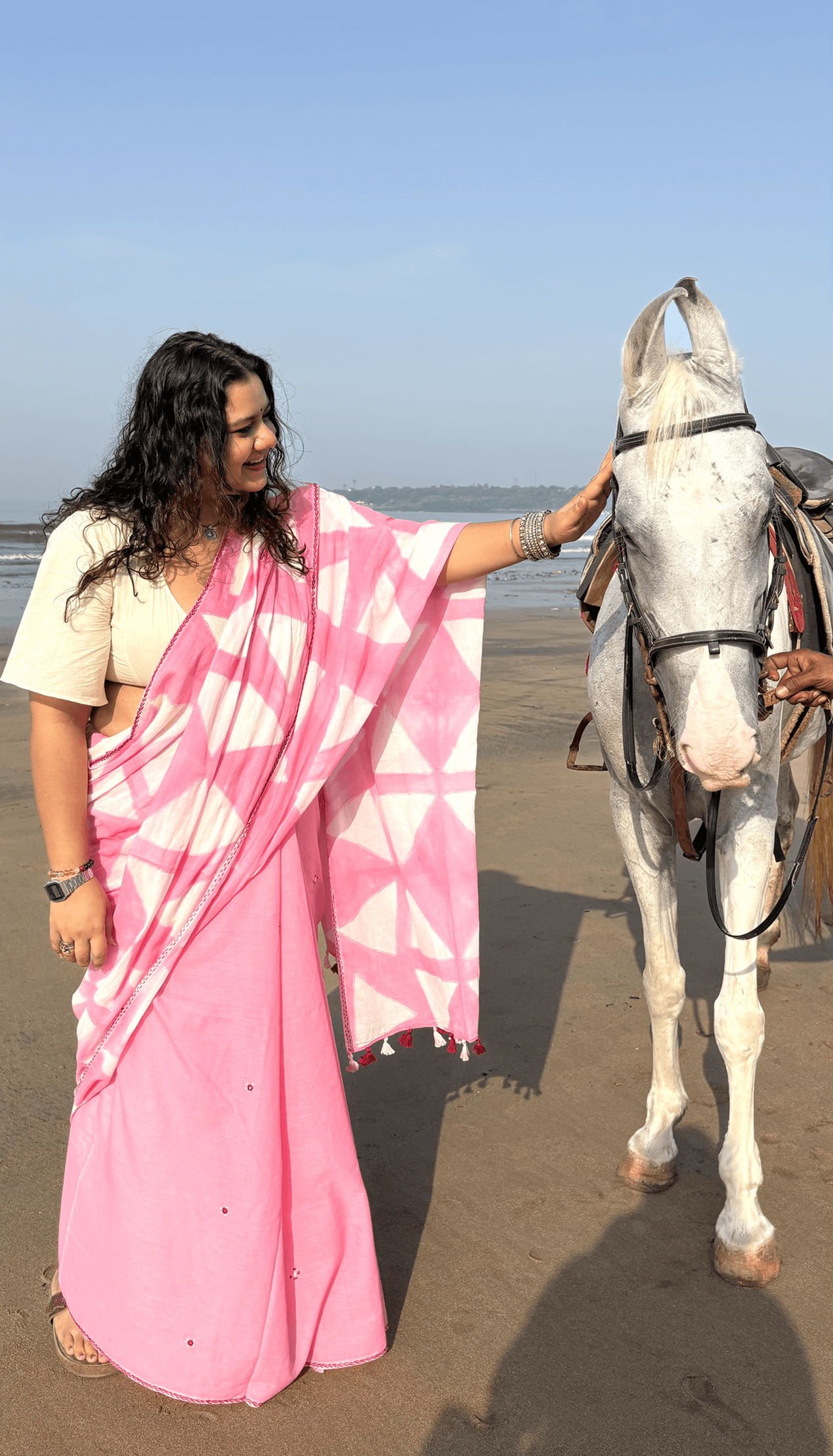 Pihu Saree - Pink Mul cotton Clamp dye