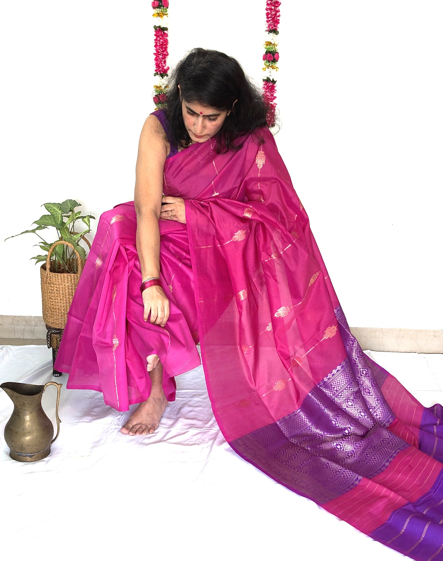Pink Mubarakpur Zari Saree
