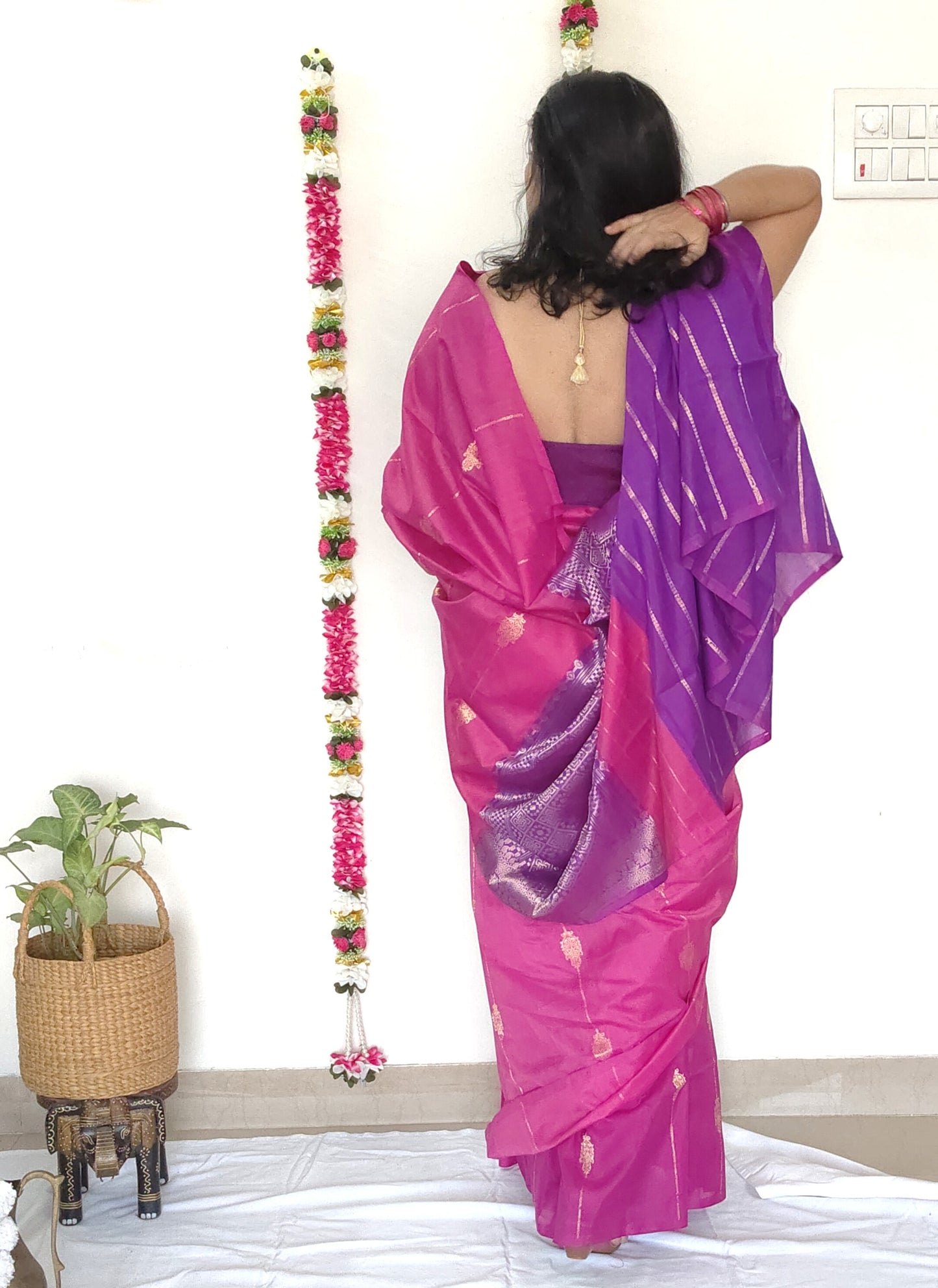Pink Mubarakpur Zari Saree