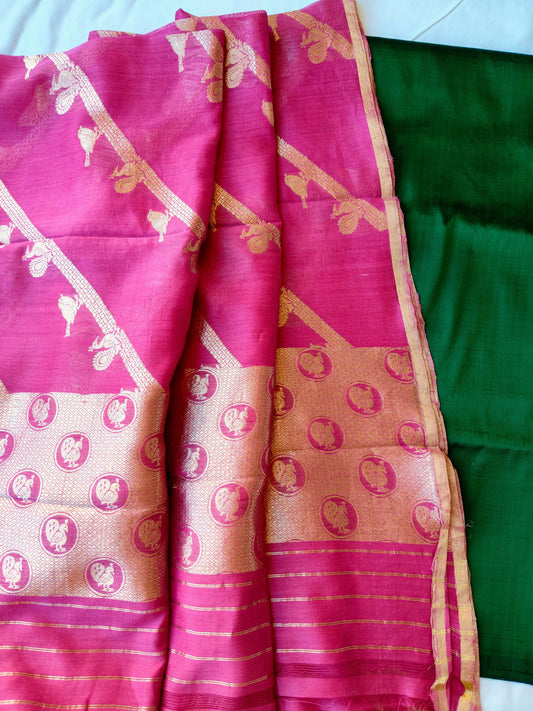 Mubarakpur pink peacock Zari Dupatta and kurta set