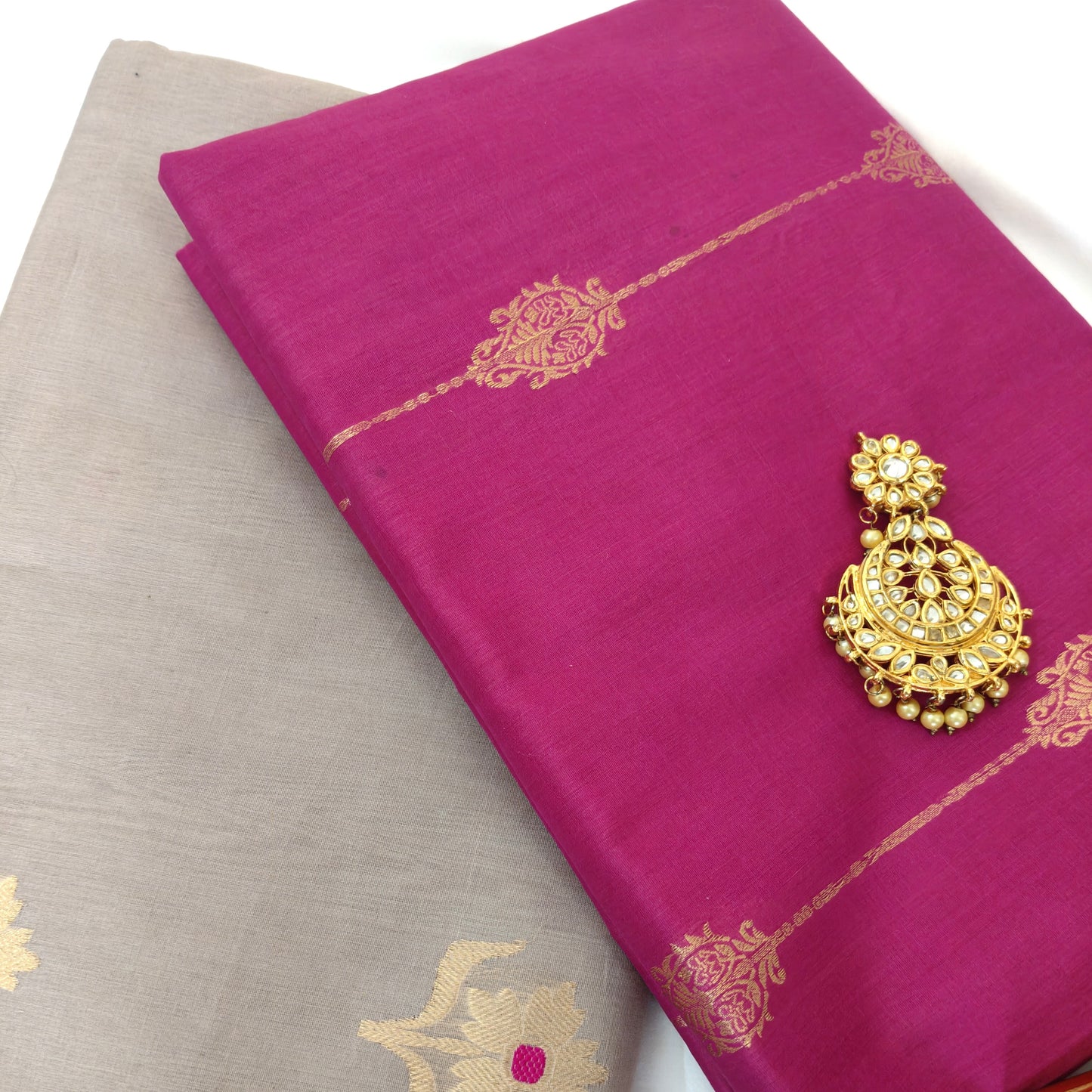 Pink Mubarakpur Zari Saree