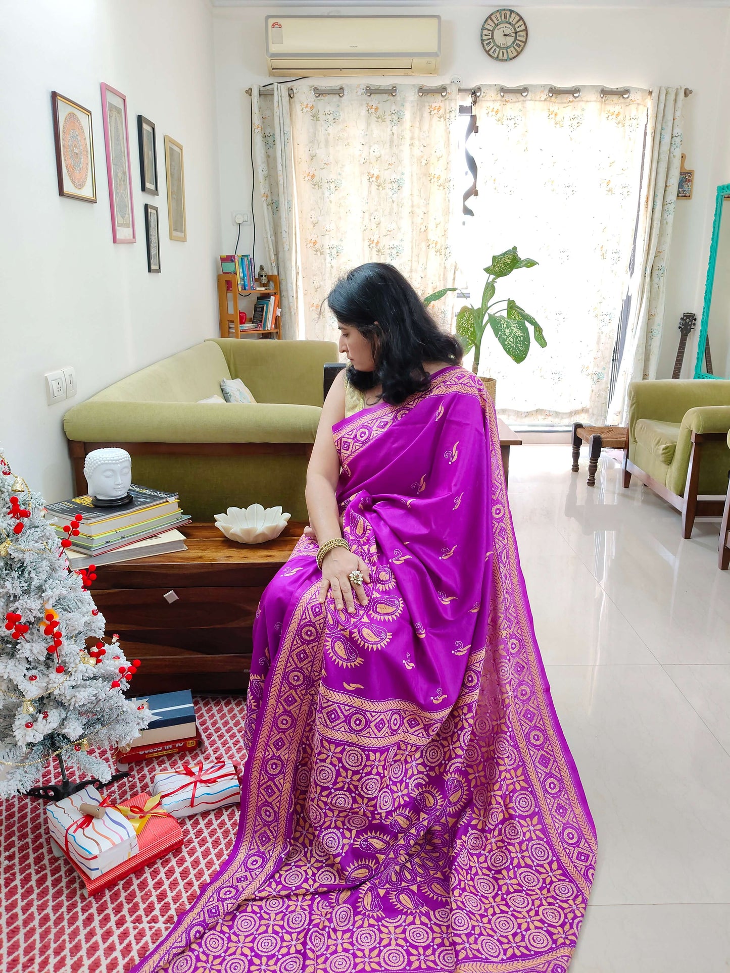 Purple Silk with Kantha Stitch