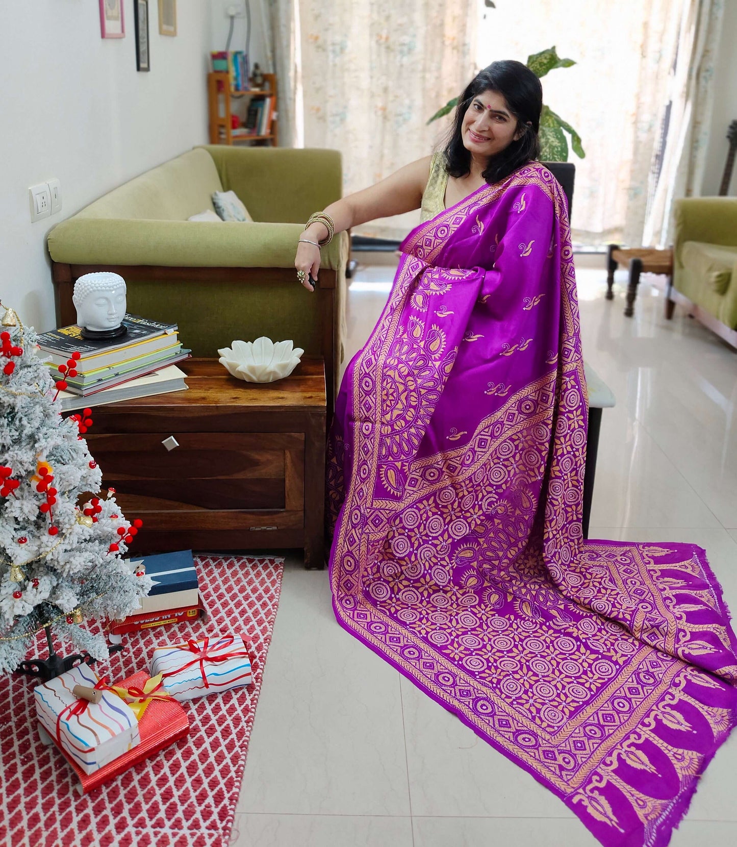 Purple Silk with Kantha Stitch