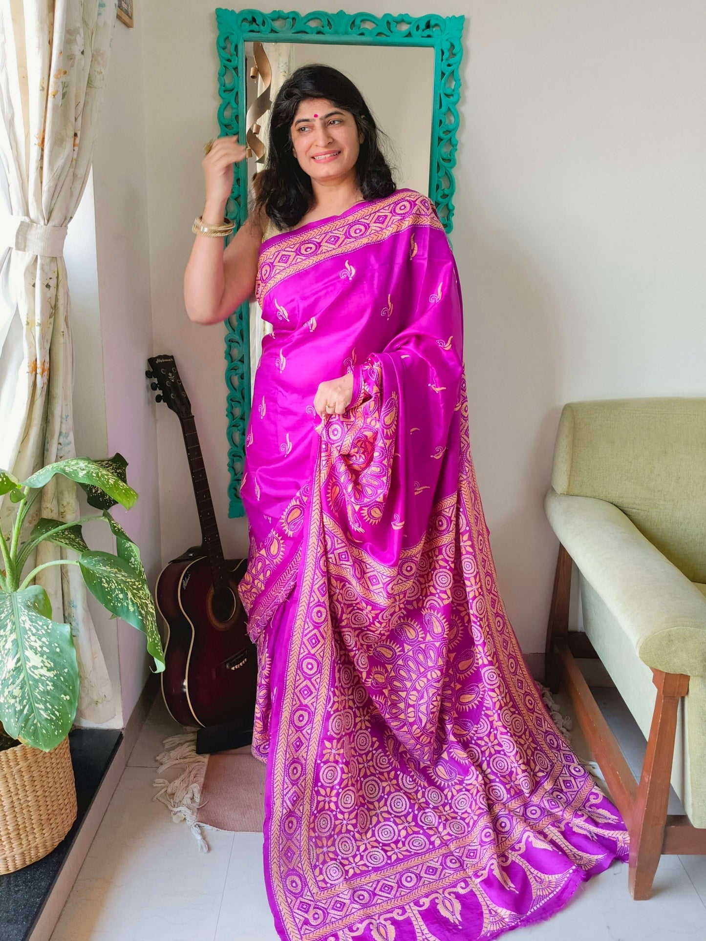 Purple Silk with Kantha Stitch