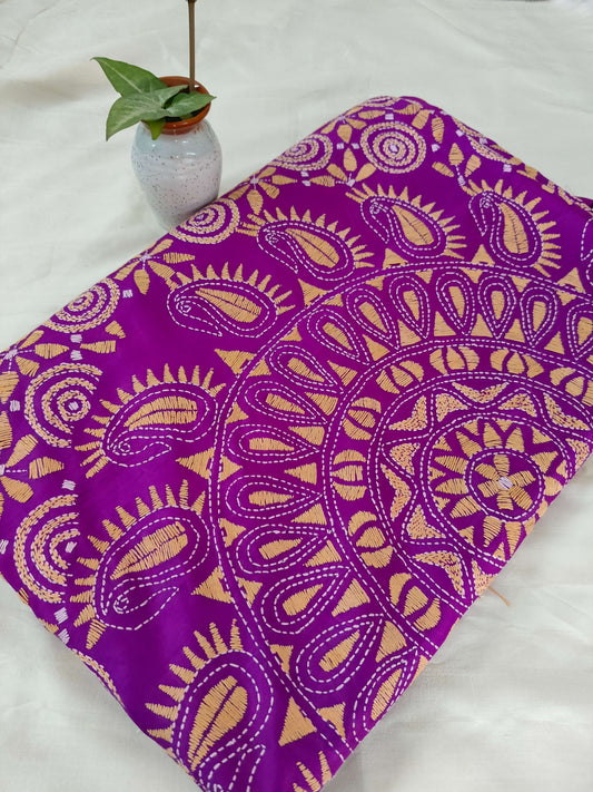 Purple Silk with Kantha Stitch