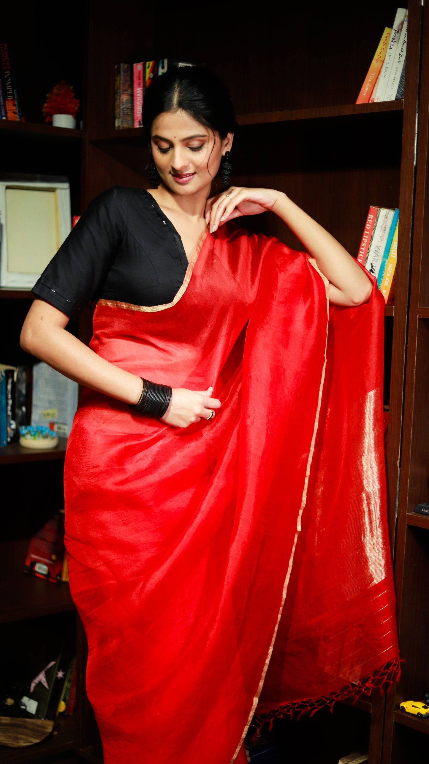 Sindoor Red Organza Saree I Silk mark I Handloom