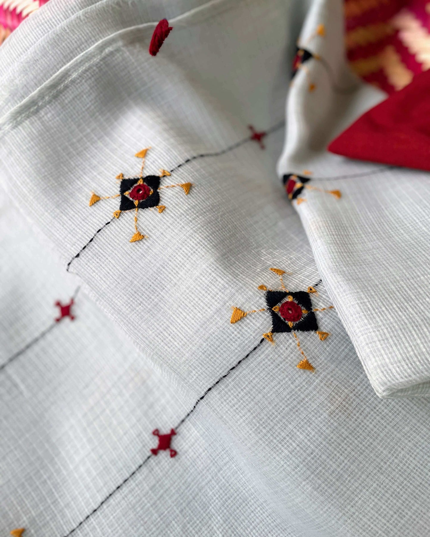 Steel grey Kota embroidered Saree