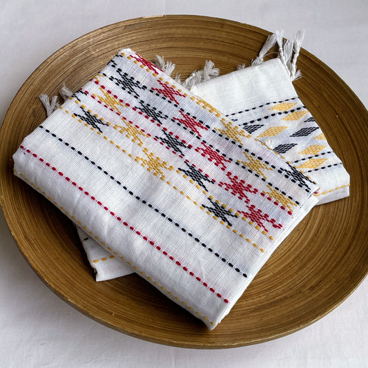 White Assam weave cotton stole