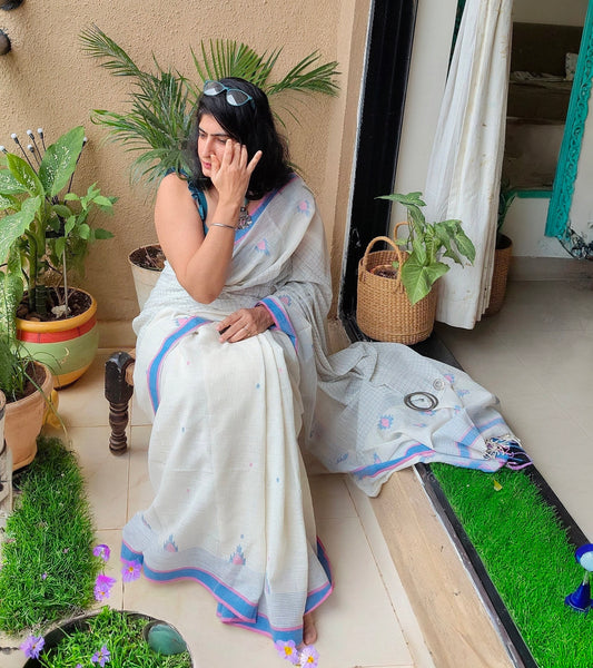 White Jamdani Saree