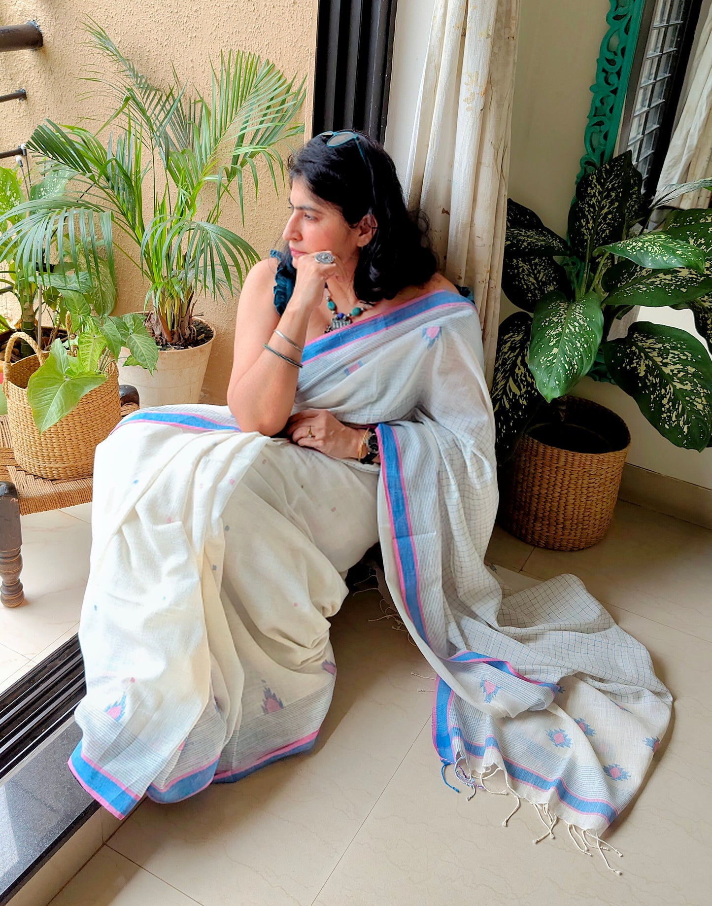 White Jamdani Saree