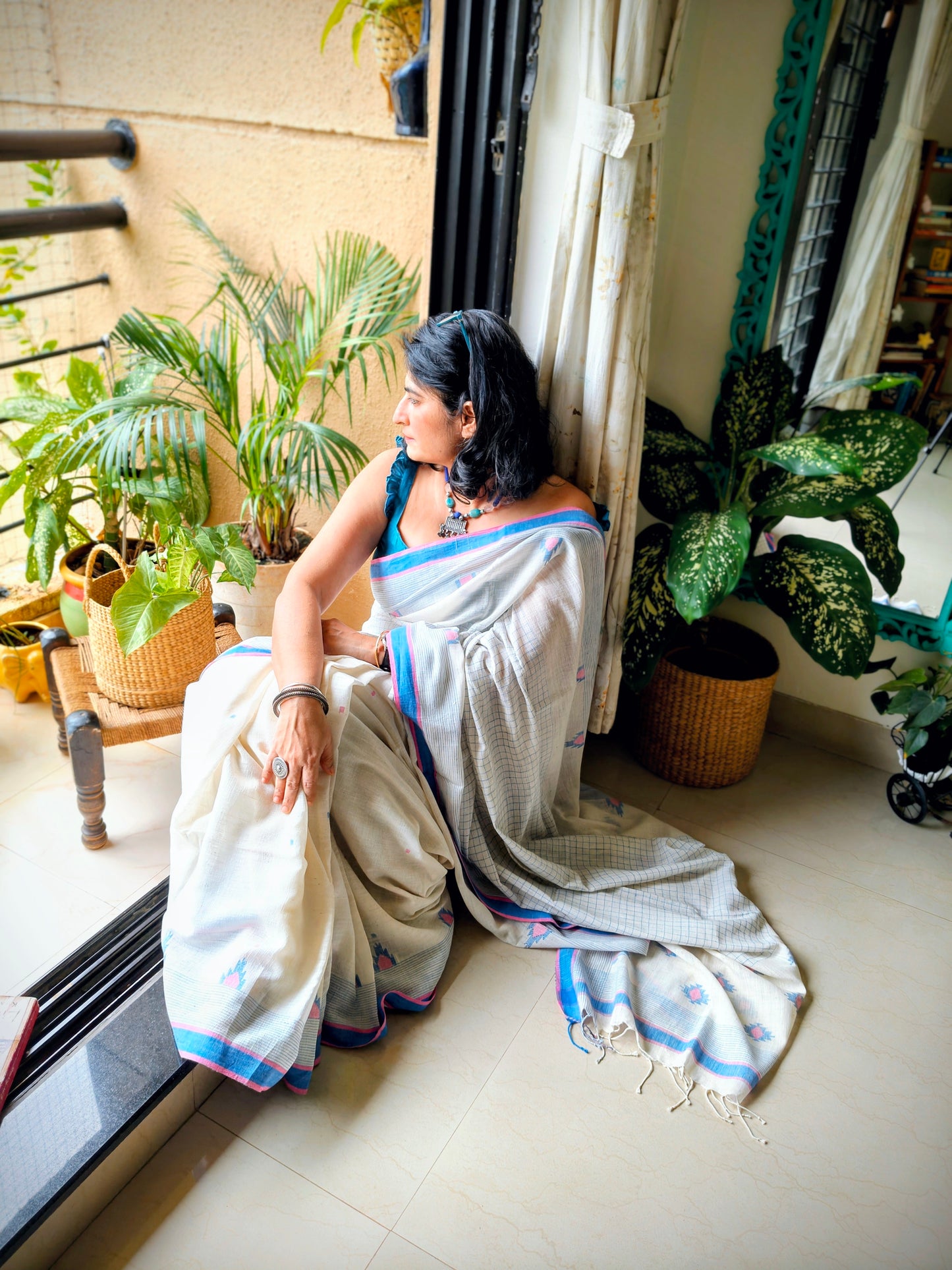White Jamdani Saree