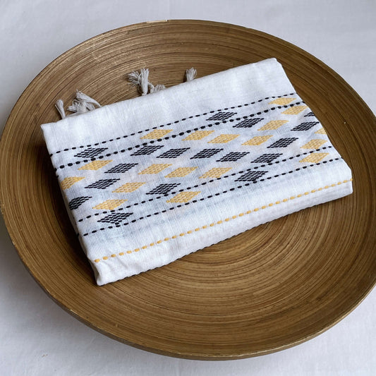 White Assam weave cotton stole