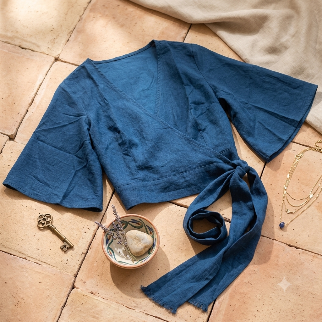 Indigo cotton readymade blouse