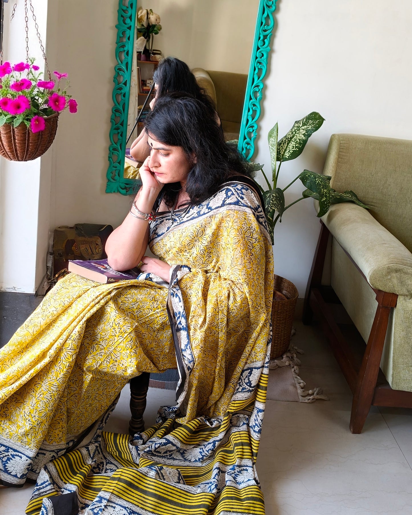 Yellow Cotton Bagru Block print | Handcrafted Sarees