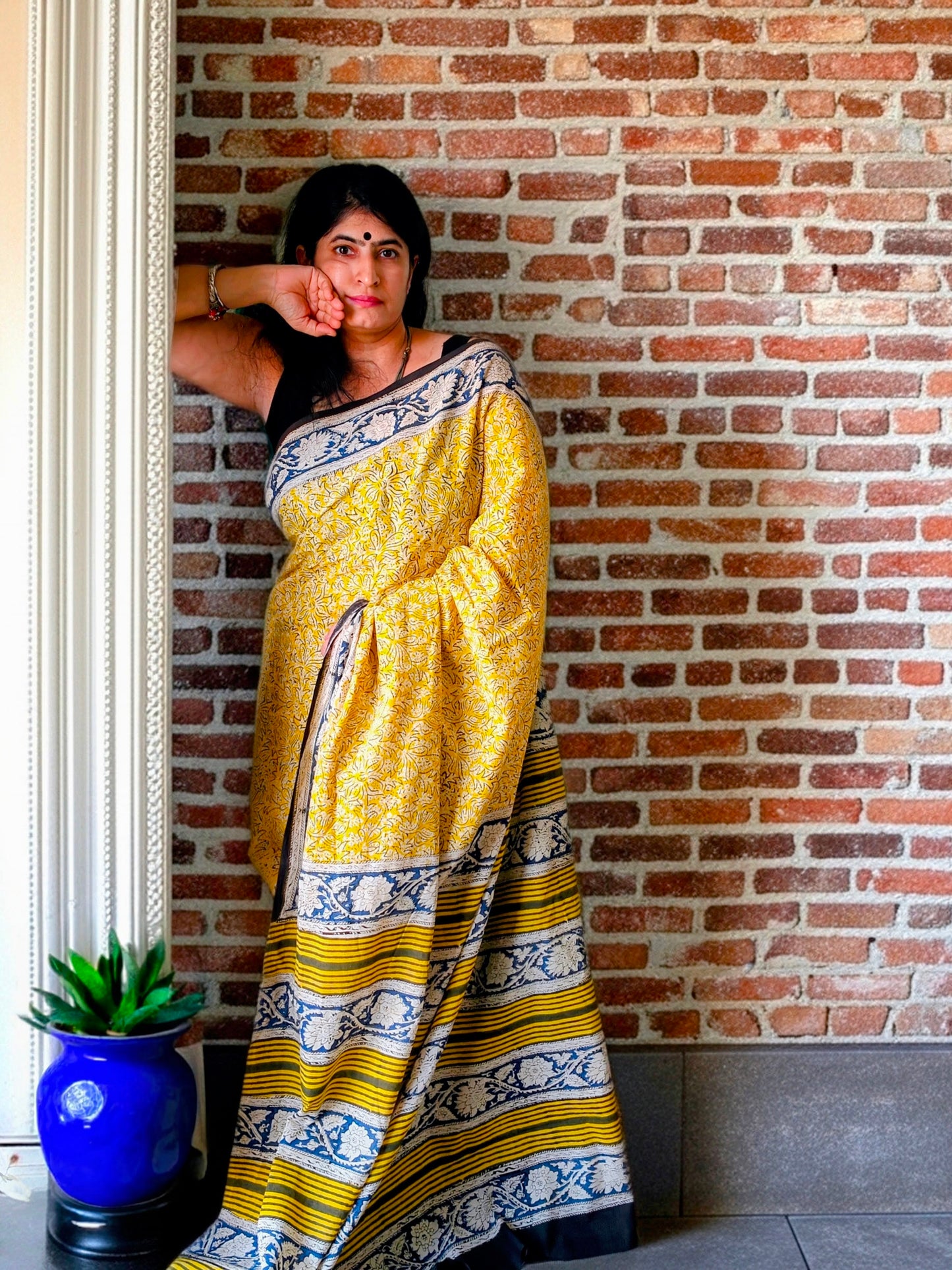 Yellow Cotton Bagru Block print | Handcrafted Sarees