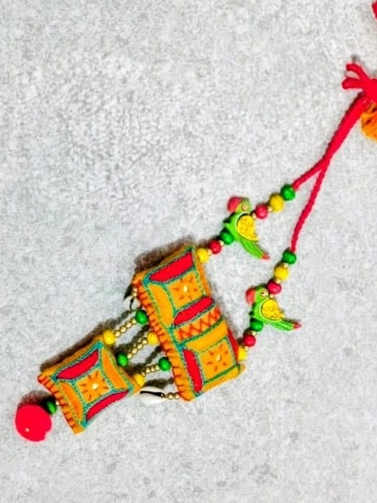 Sunshine Yellow Embroidered Fabric necklace I Handcrafted