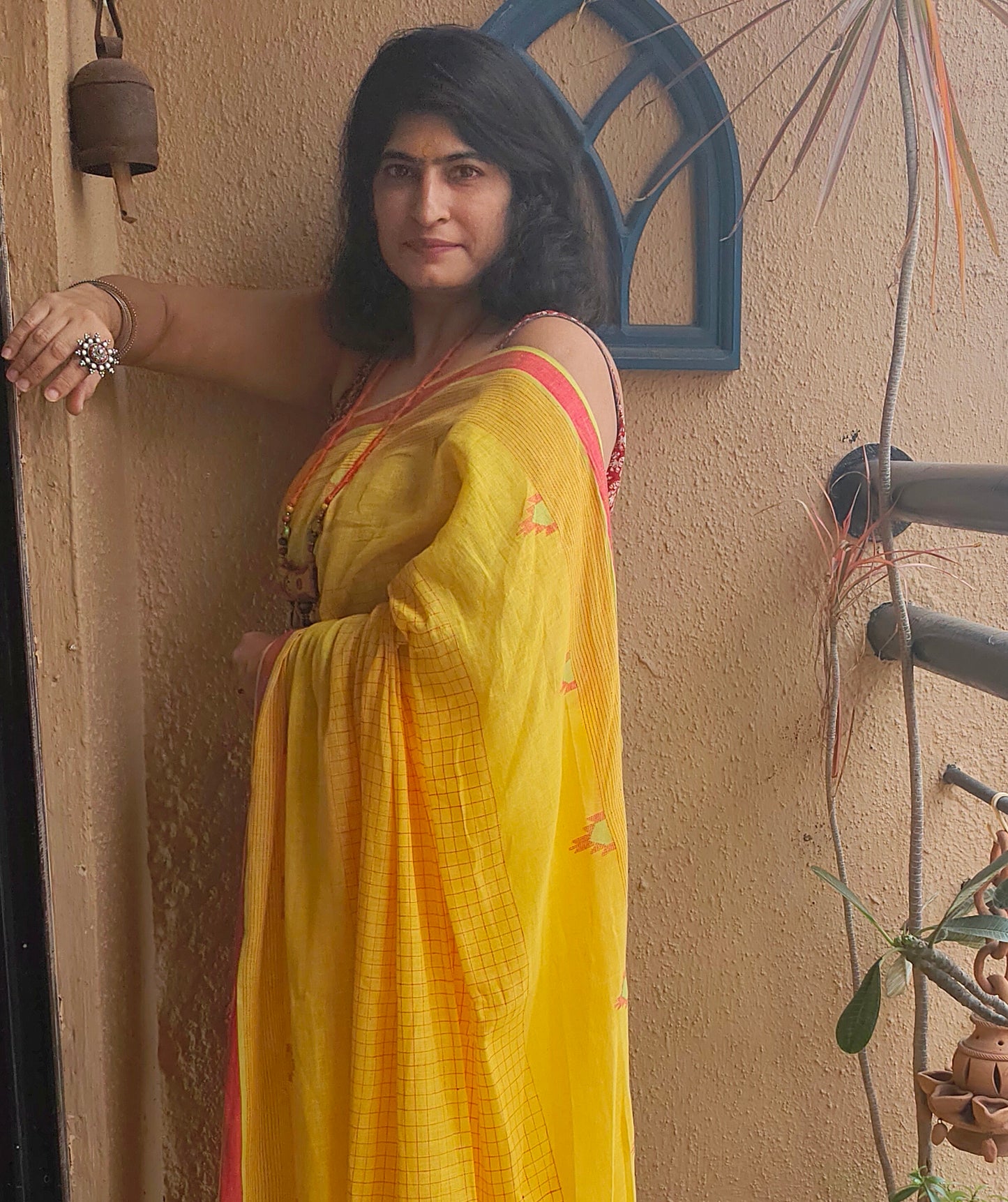 Yellow Jamdani Saree