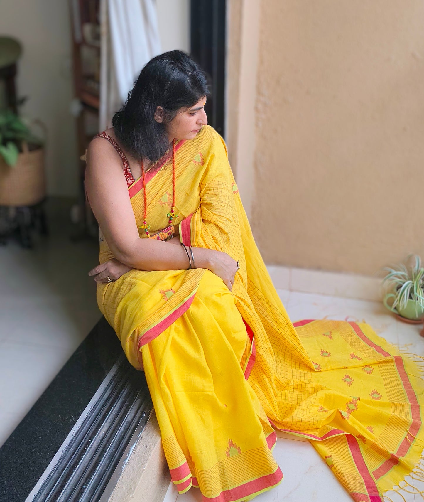 Yellow Jamdani Saree