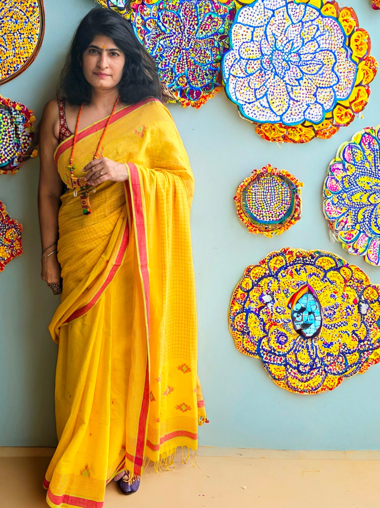 Yellow Jamdani Saree