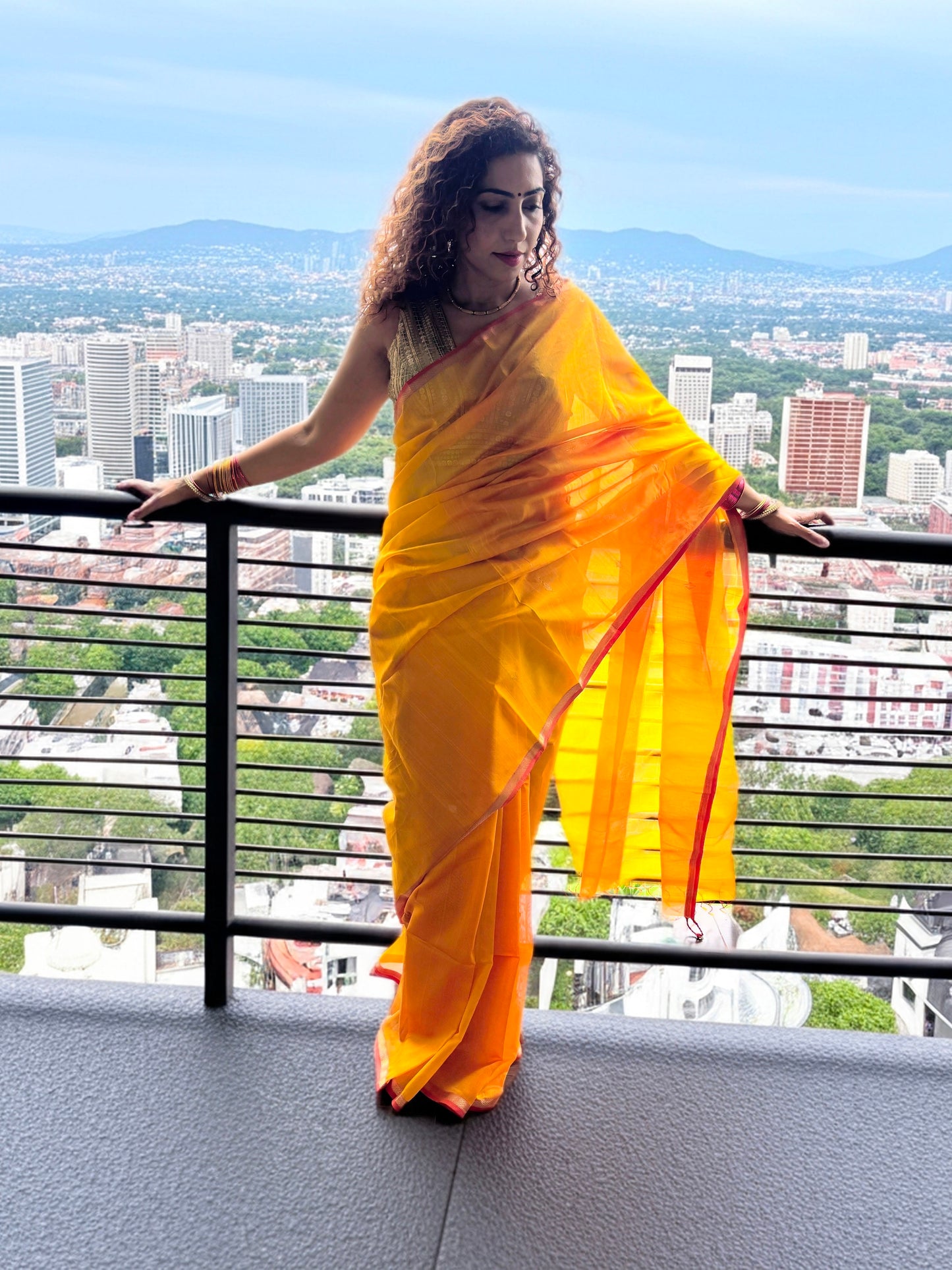 Basant Yellow Maheshwari Saree ~ Rang collection I Handloom