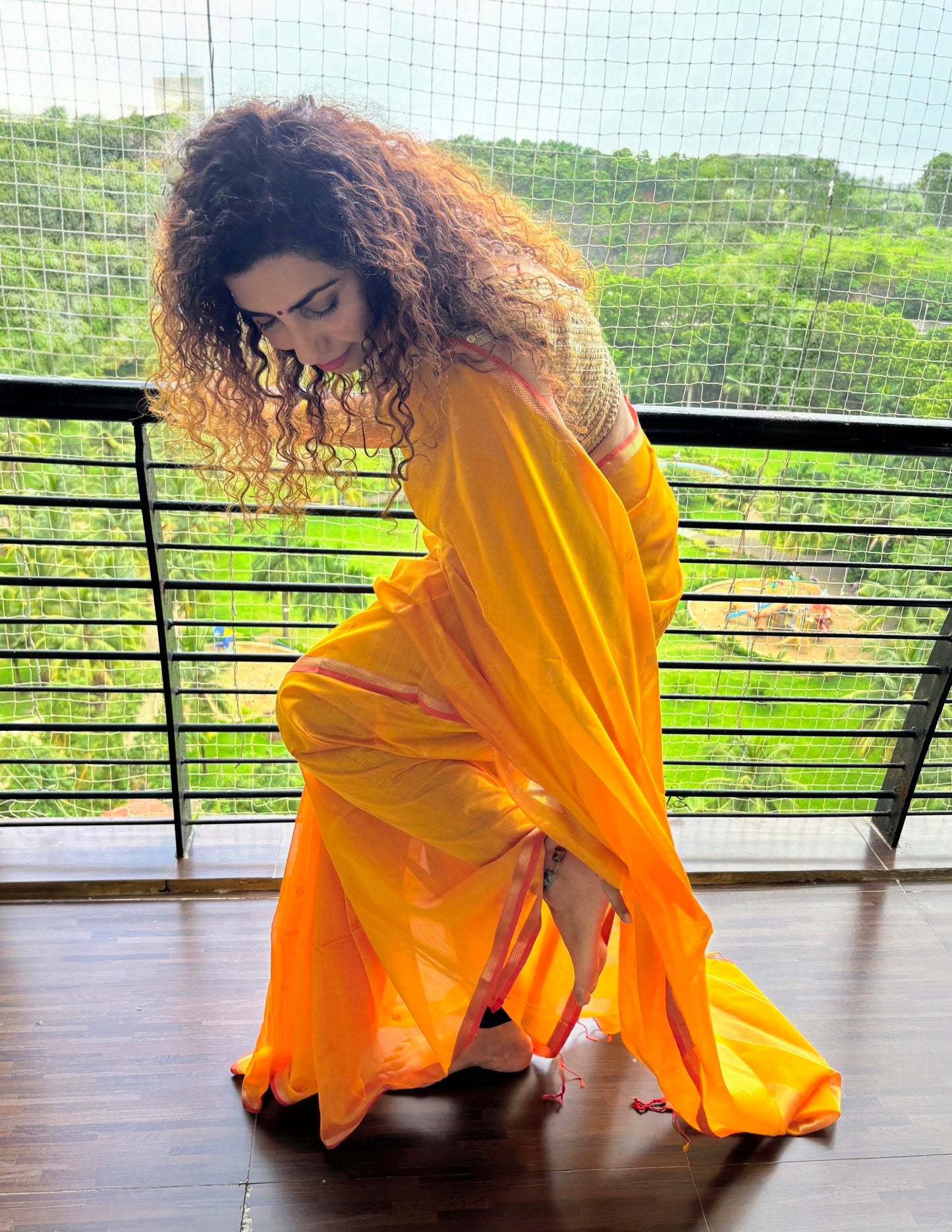 Basant Yellow Maheshwari Saree ~ Rang collection I Handloom