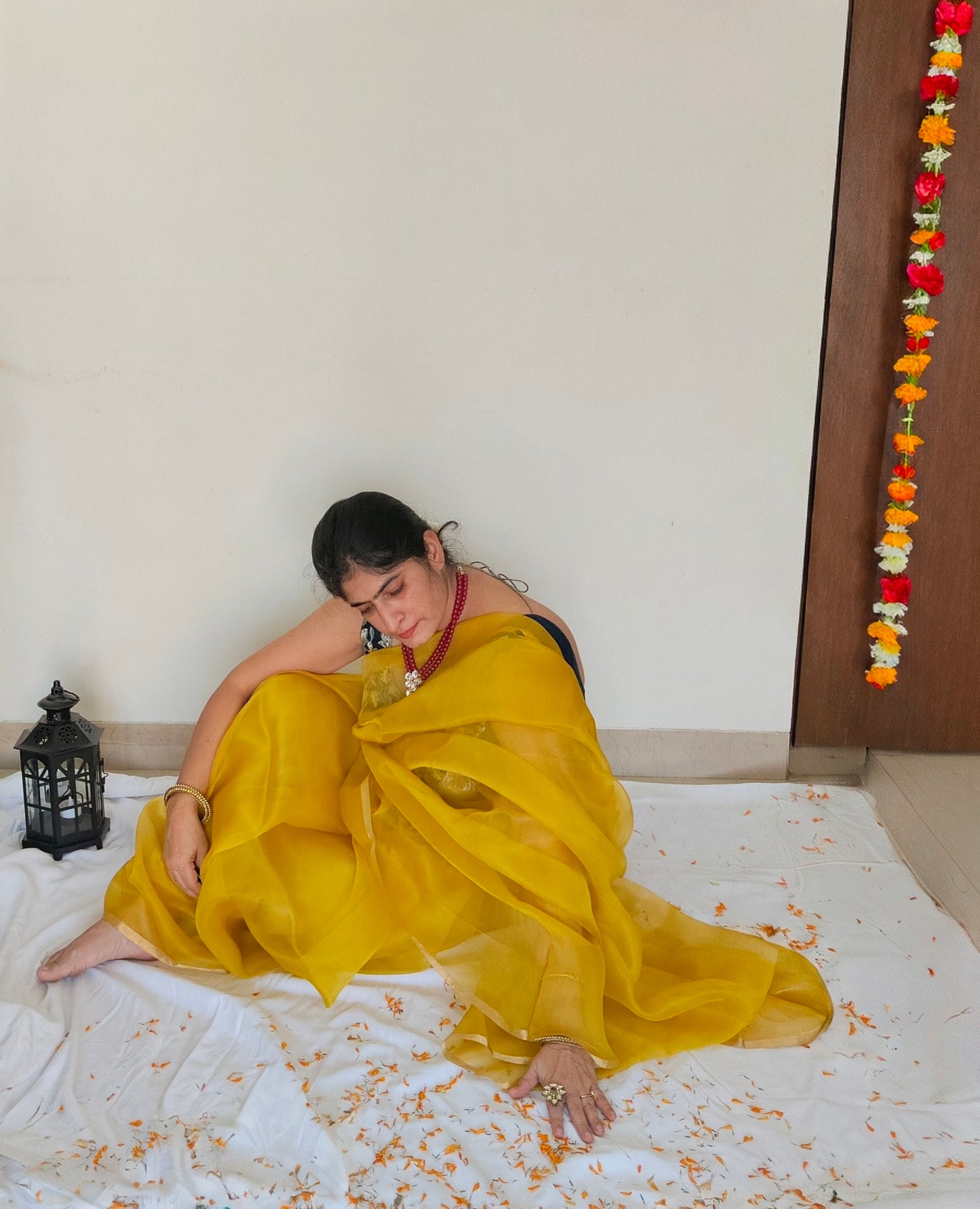 Yellow Organza silk Saree from Mubarakpur