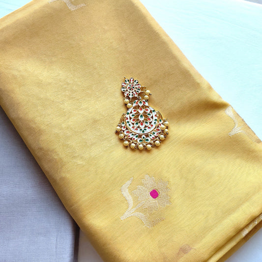 Yellow Mubarakpur Zari Saree