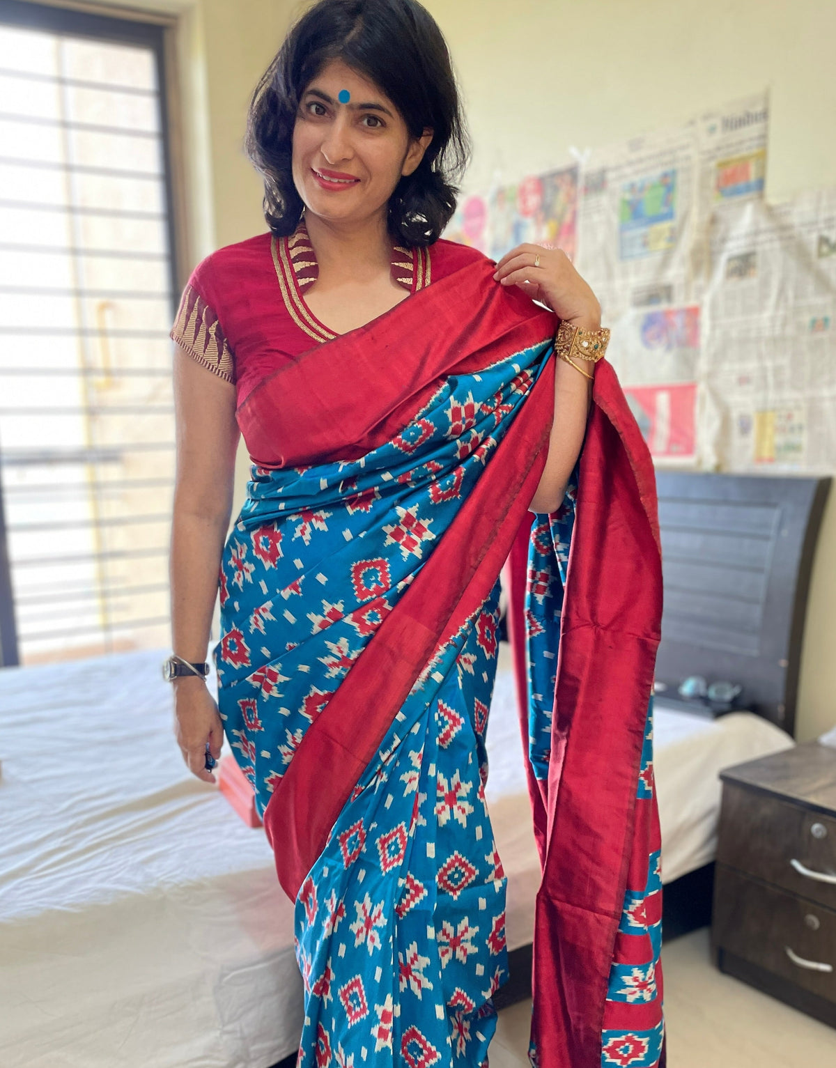 Blue Telia Rumal Silk Saree
