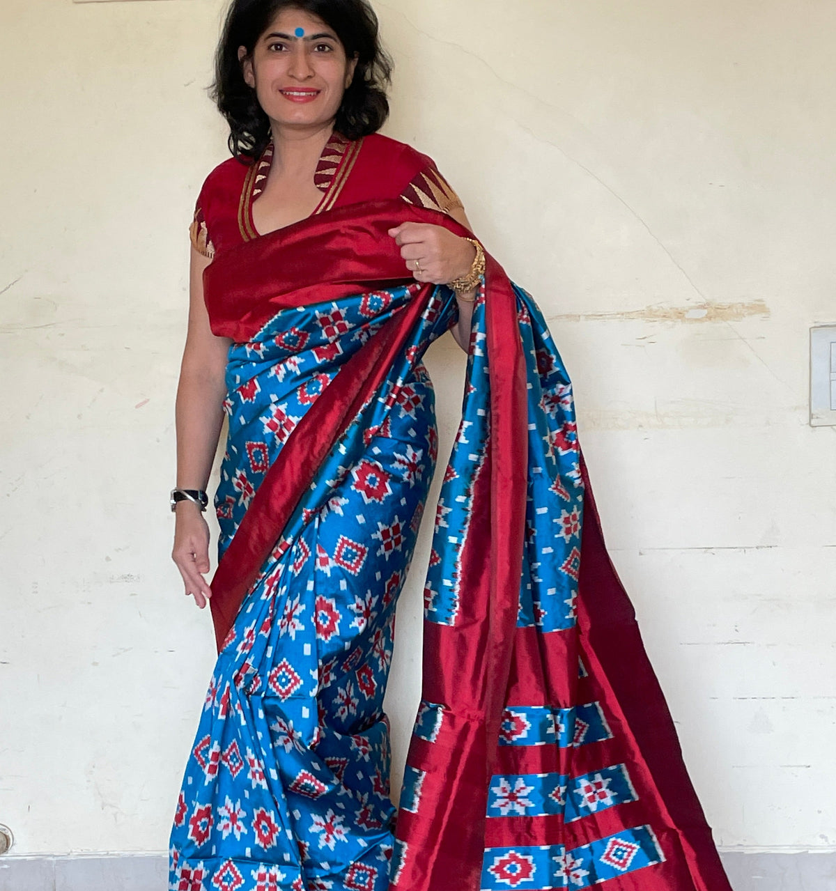 Blue Telia Rumal Silk Saree