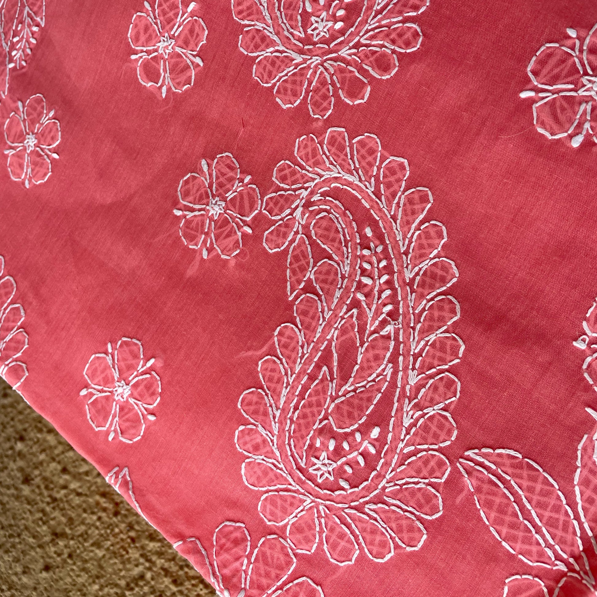 Peach chikankari cotton