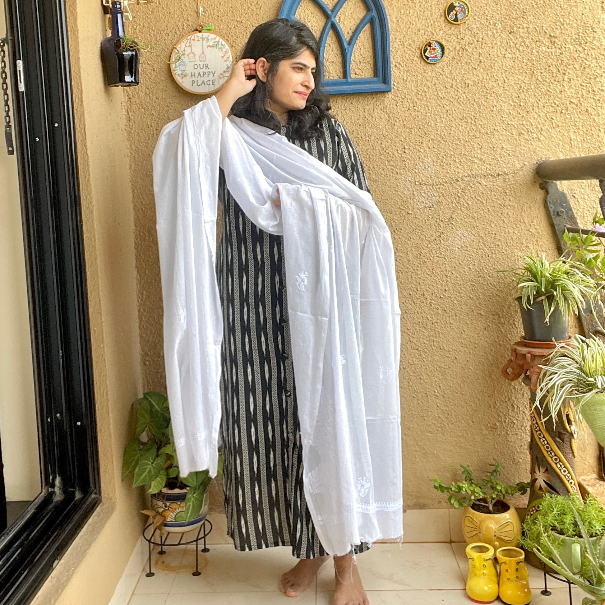 White  MulMul Chikankari Dupatta