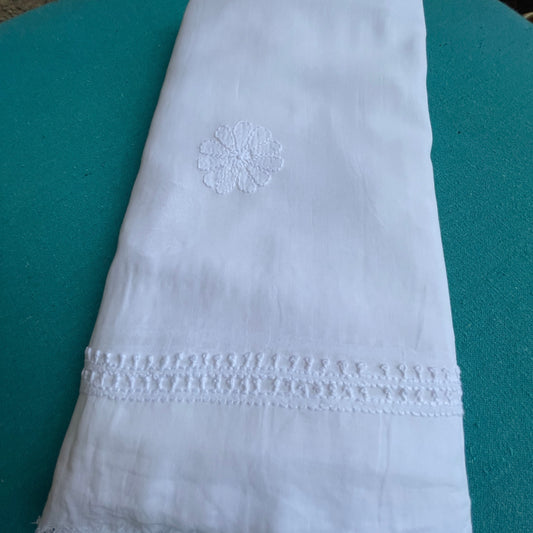 White  MulMul Chikankari Dupatta