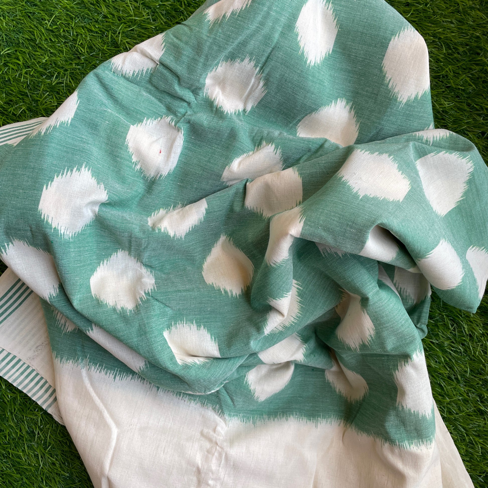 green Polka Pochampally cotton