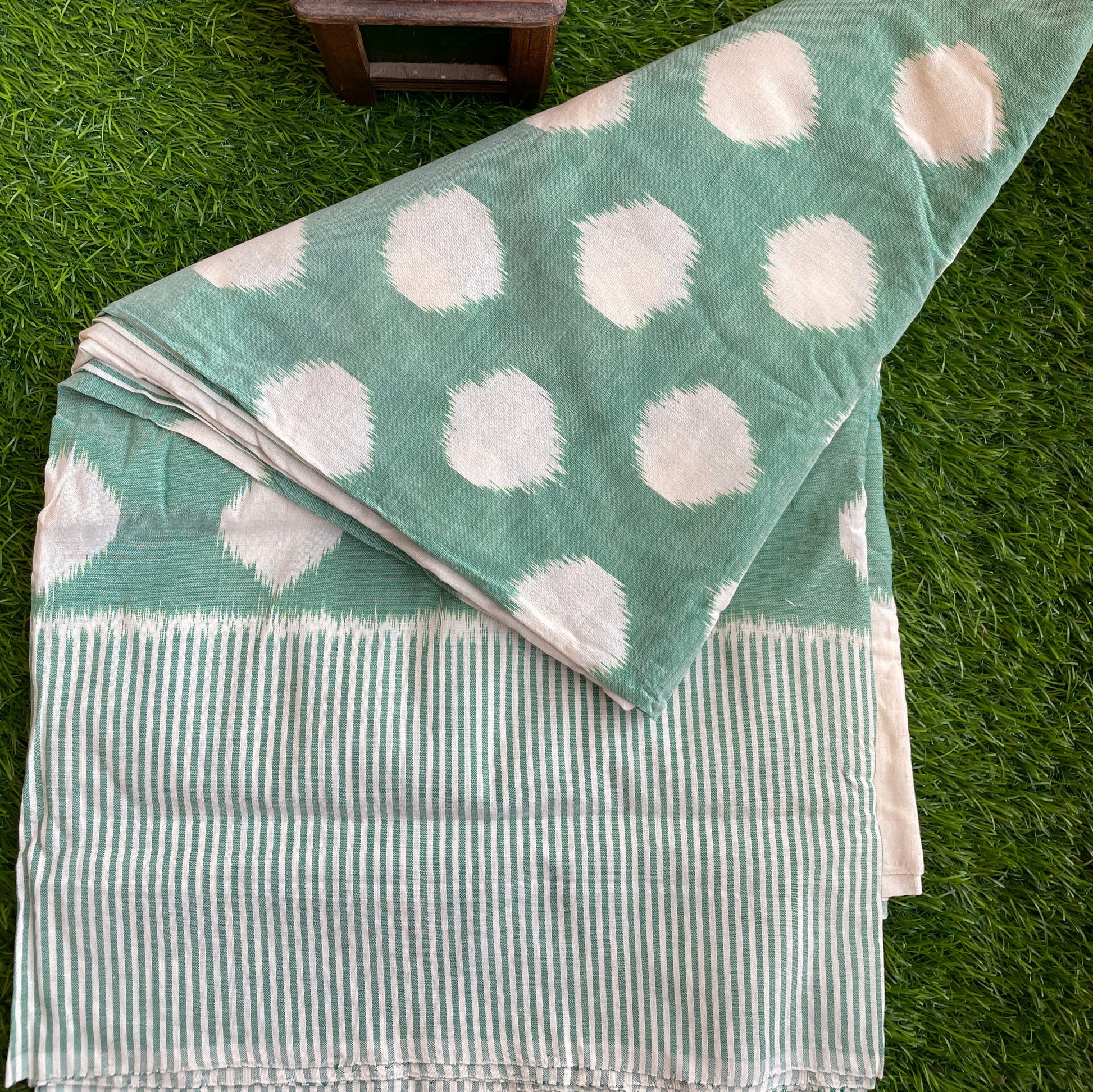 green Polka Pochampally cotton