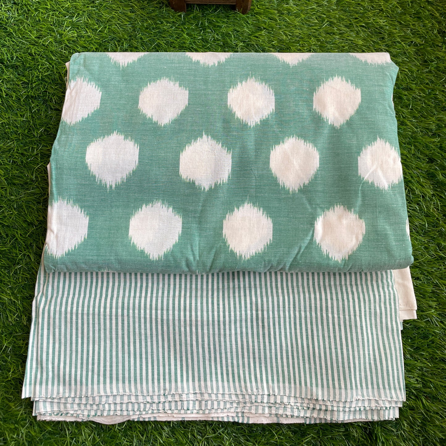 green Polka Pochampally cotton