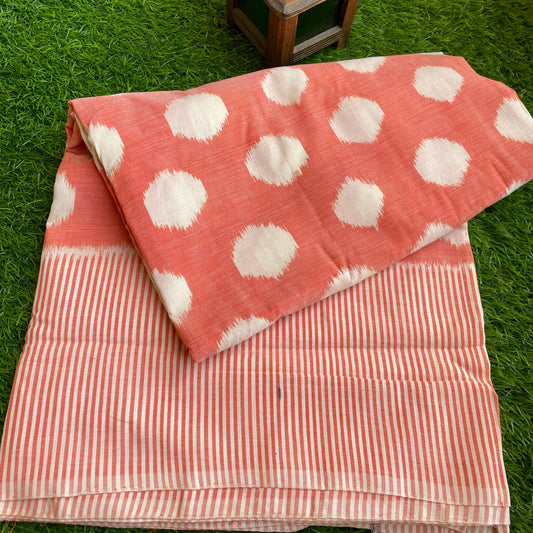 Polka Orange Pochampally cotton